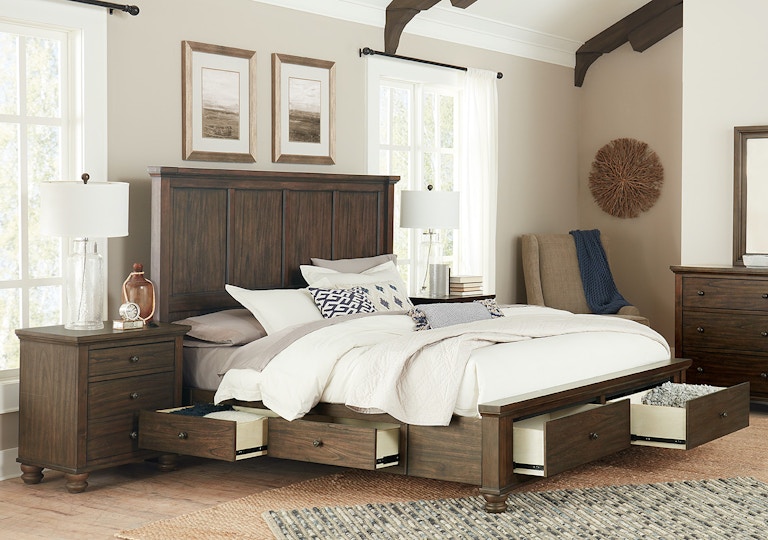Aspenhome Hudson Valley Queen Storage Bed and Nightstand Hudson Valley