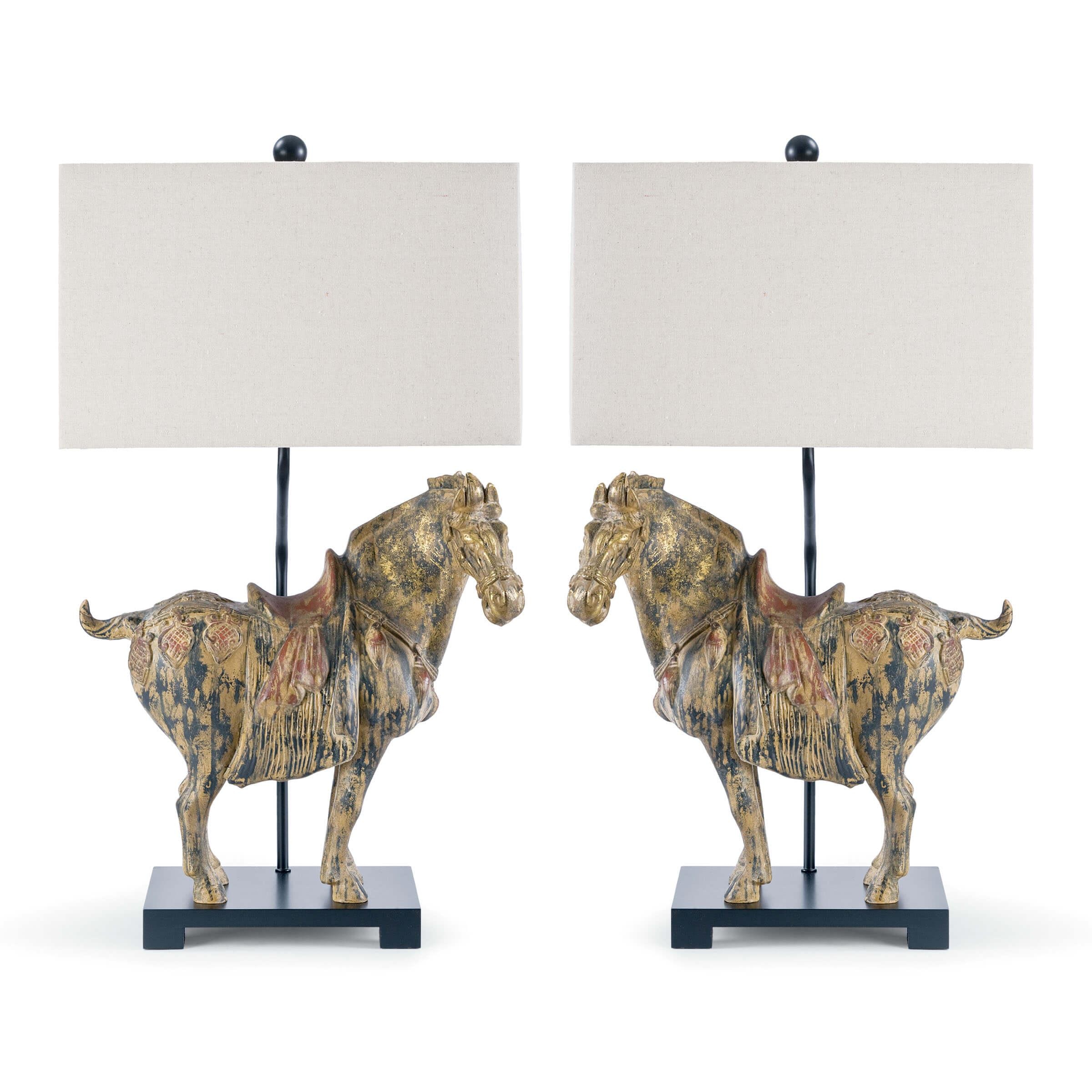  Dynasty Horse Table Lamp Pair 