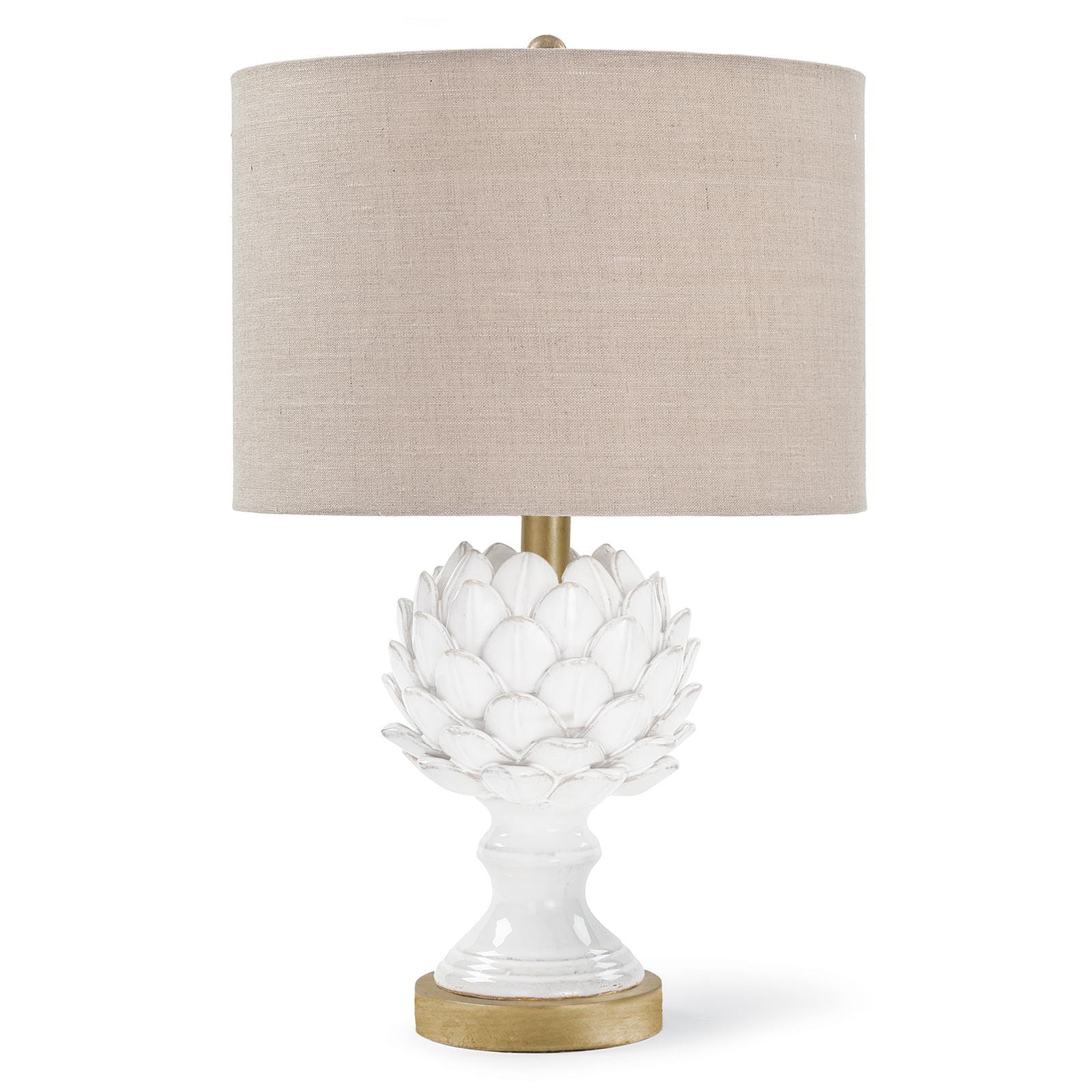  Leafy Artichoke Ceramic Table Lamp (Off White) 