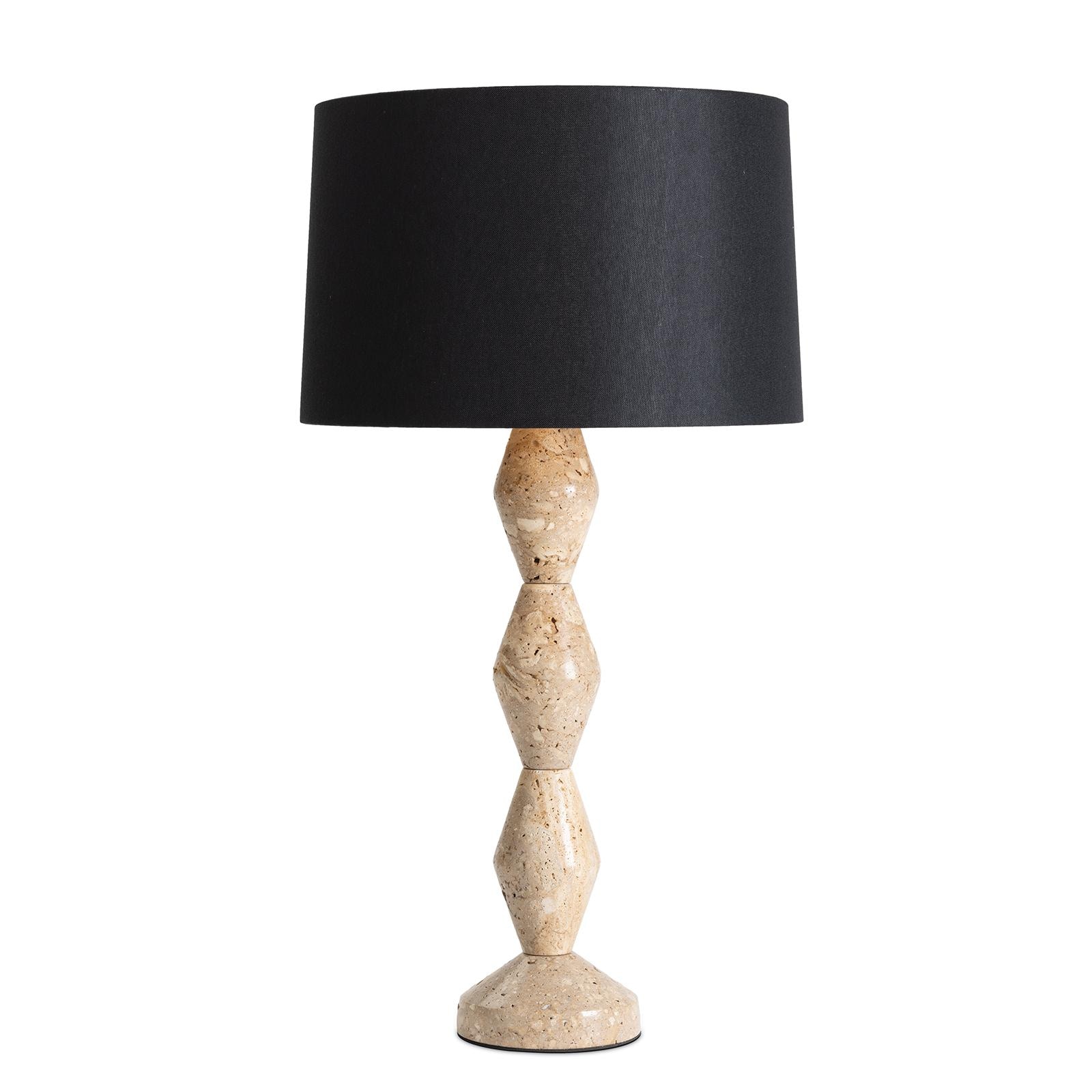  Crew Travertine Buffet Lamp (Black Shade) 