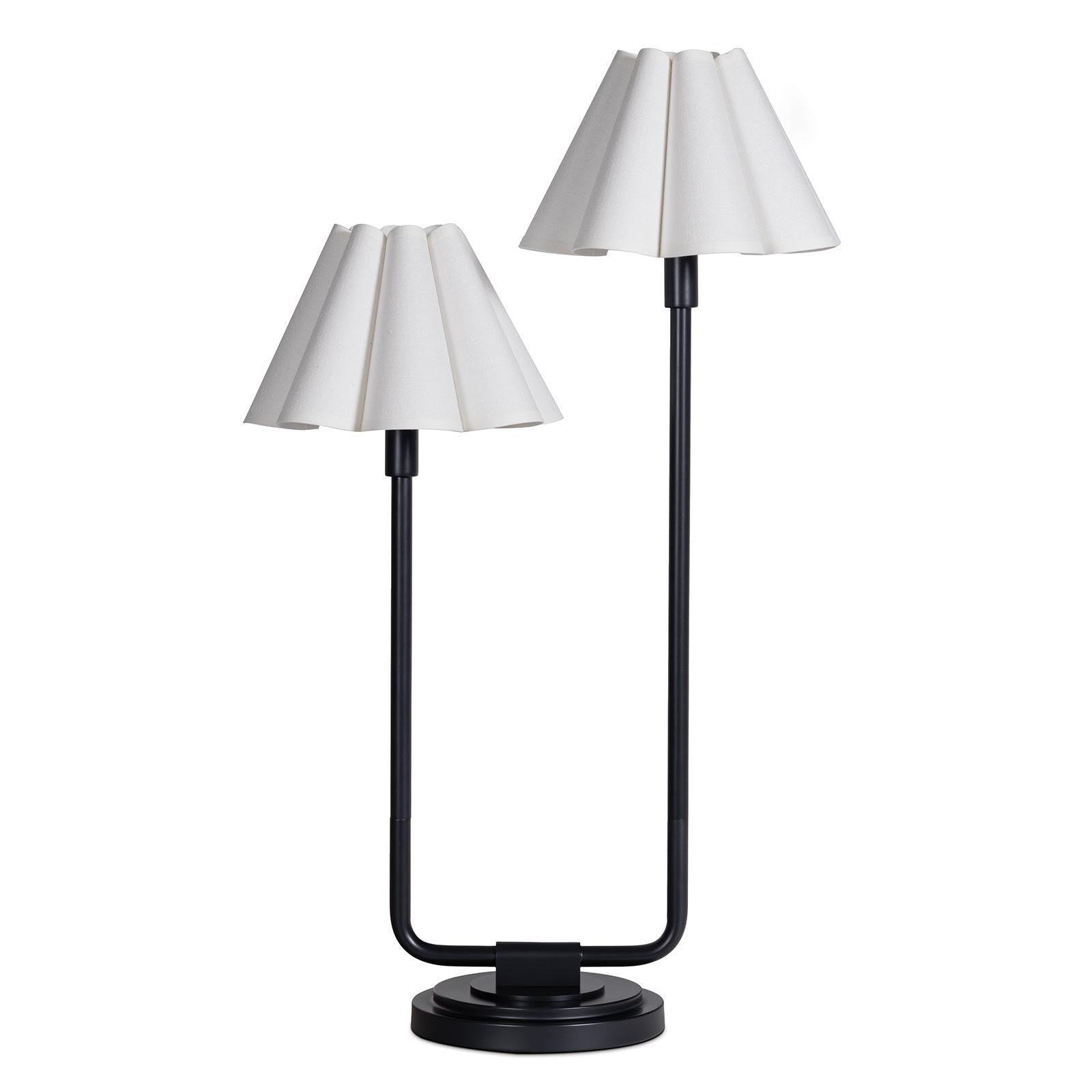  Polly Double Arm Table Lamp (Blackened Brass with White Shade) 