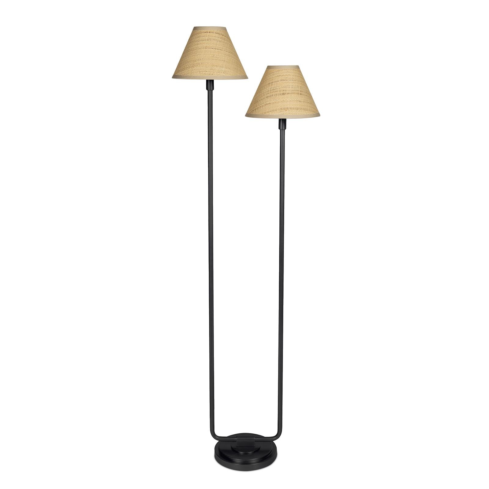  Polly Floor Lamp (Blackened Brass with Rattan Shade) 