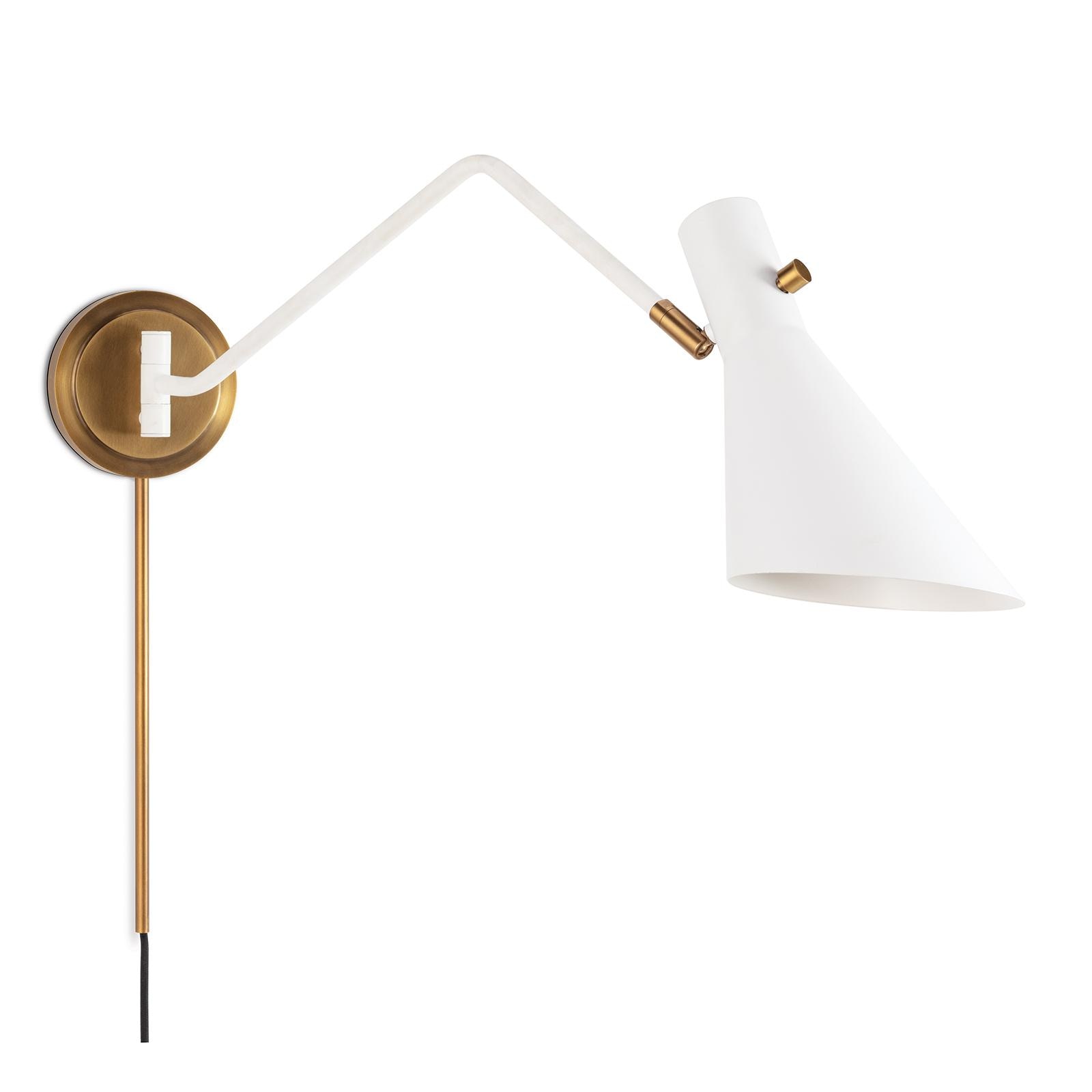  Spyder Single Arm Sconce (White and Natural Brass) 