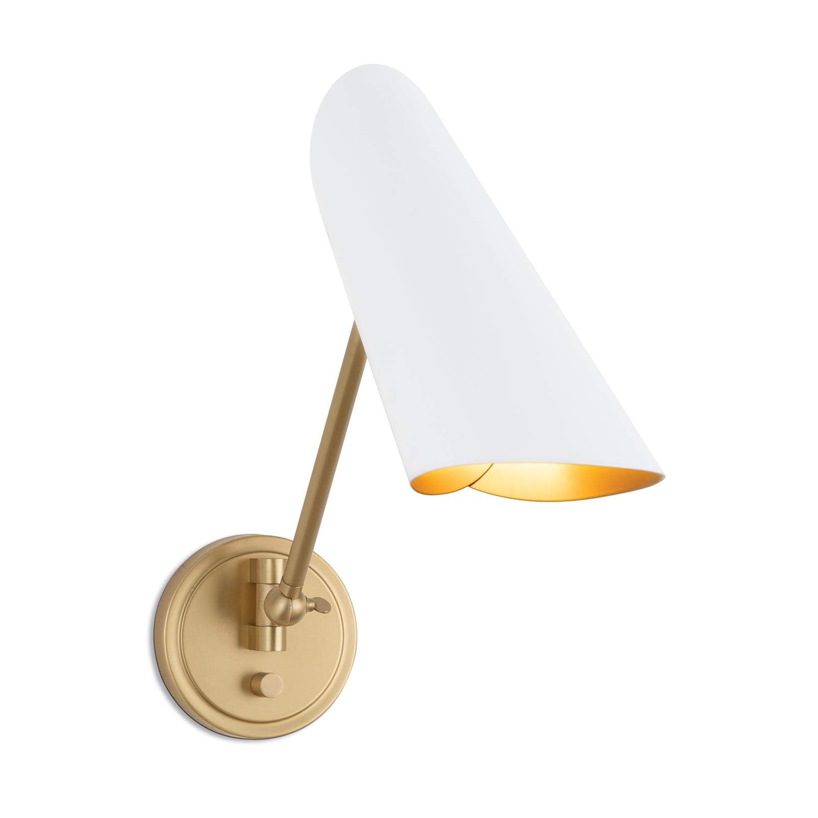  Vest Single Arm Sconce (White and Natural Brass) 