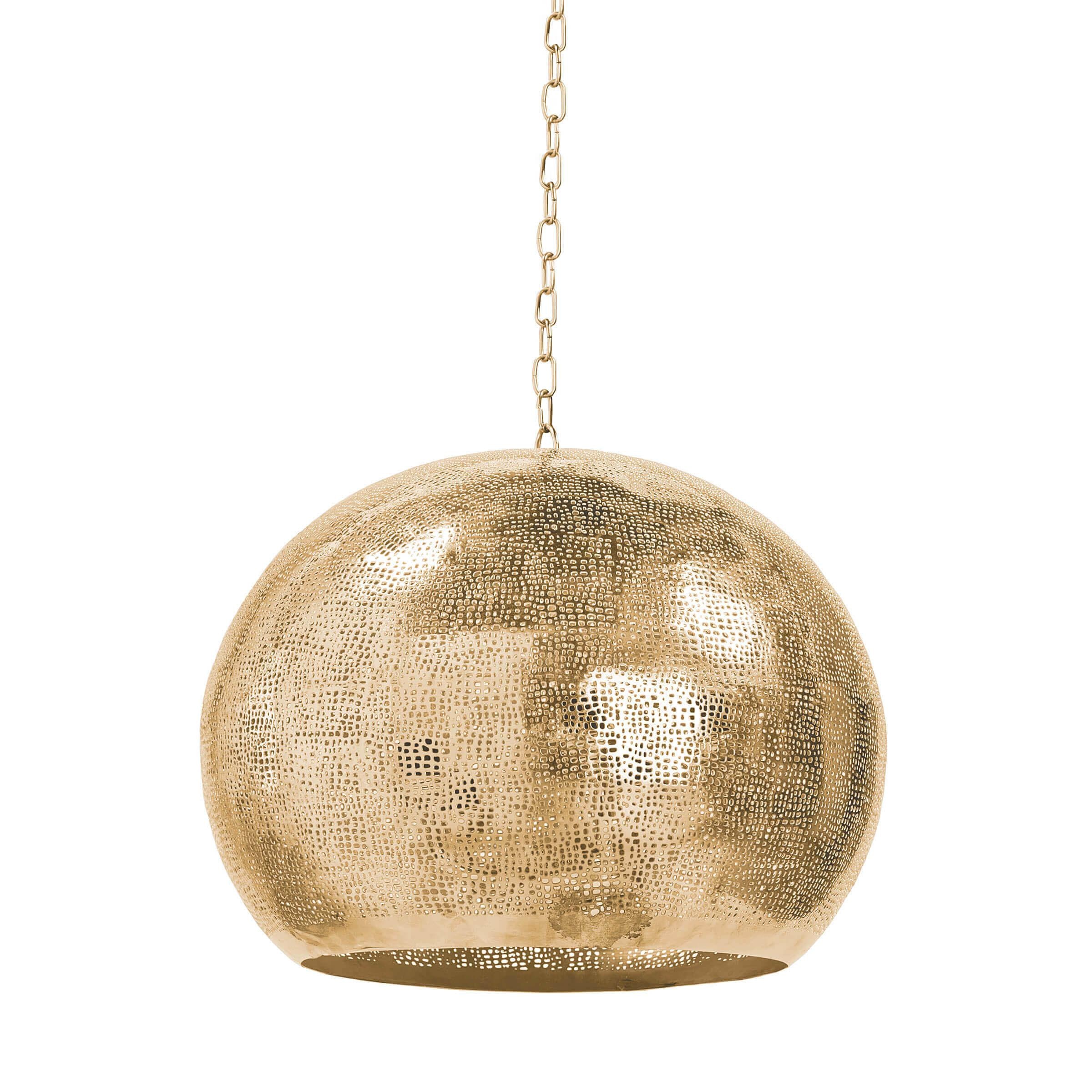 Pierced Metal Sphere Pendant (Natural Brass) 