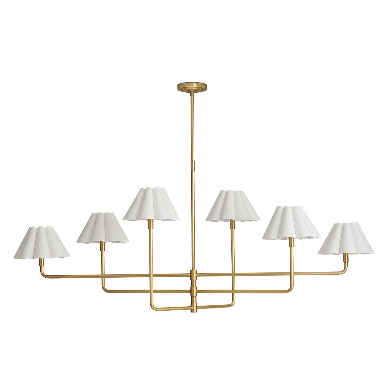  Polly Metal Chandelier (Natural Brass with White Scalloped Shade) 