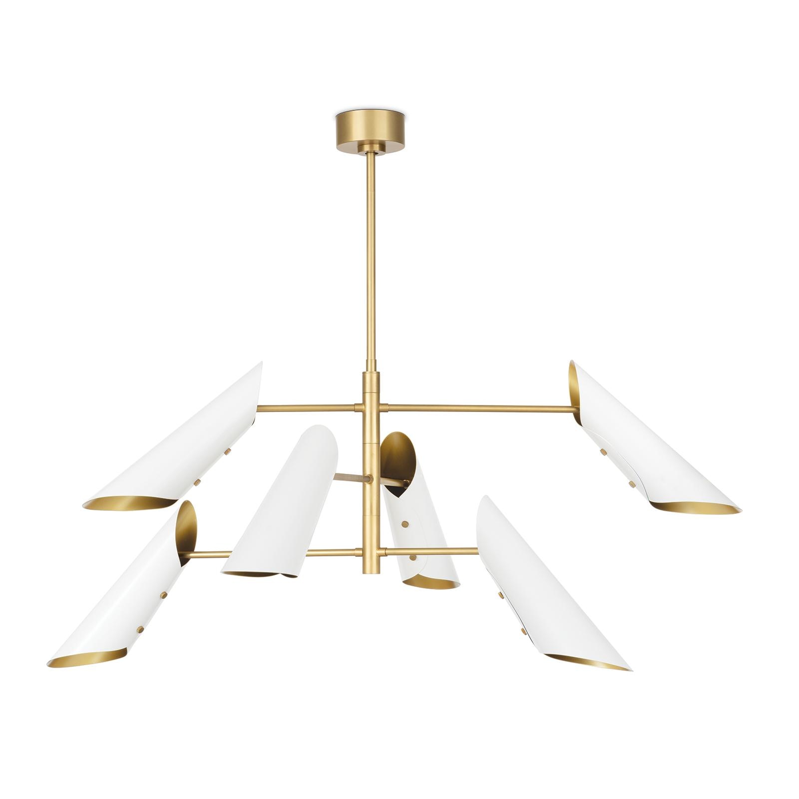  Vest Chandelier (White and Natural Brass) 
