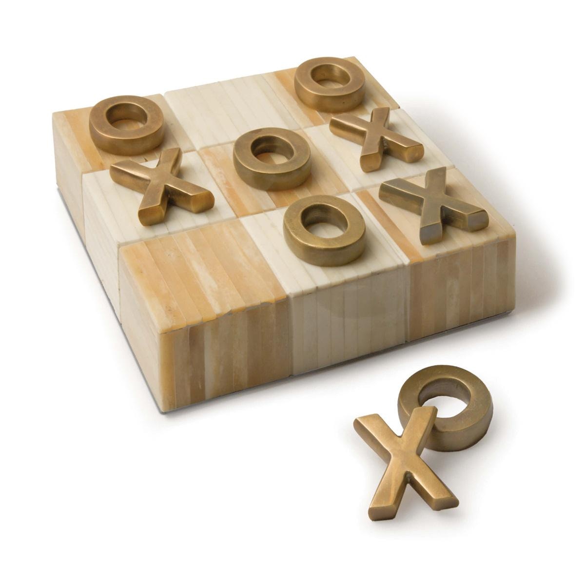  Tic Tac Toe Flat Board With Brass Pieces 