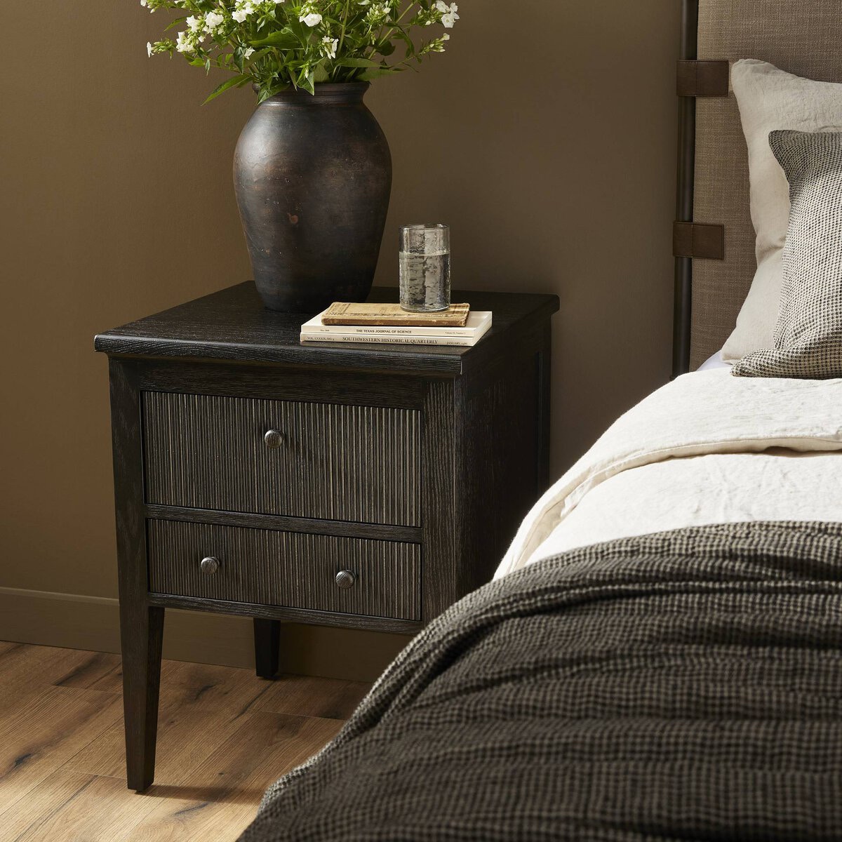 Bush Nightstand in Distressed Black Oak MR243998004