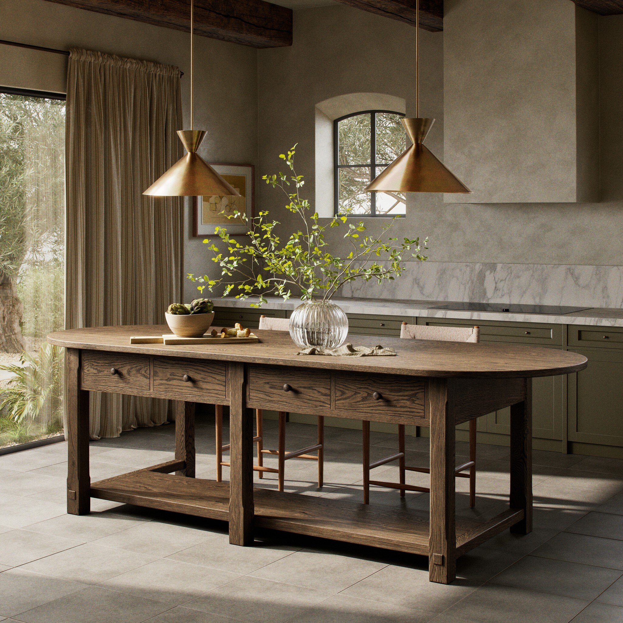 Elise Kitchen Island in Spiced Oak Veneer