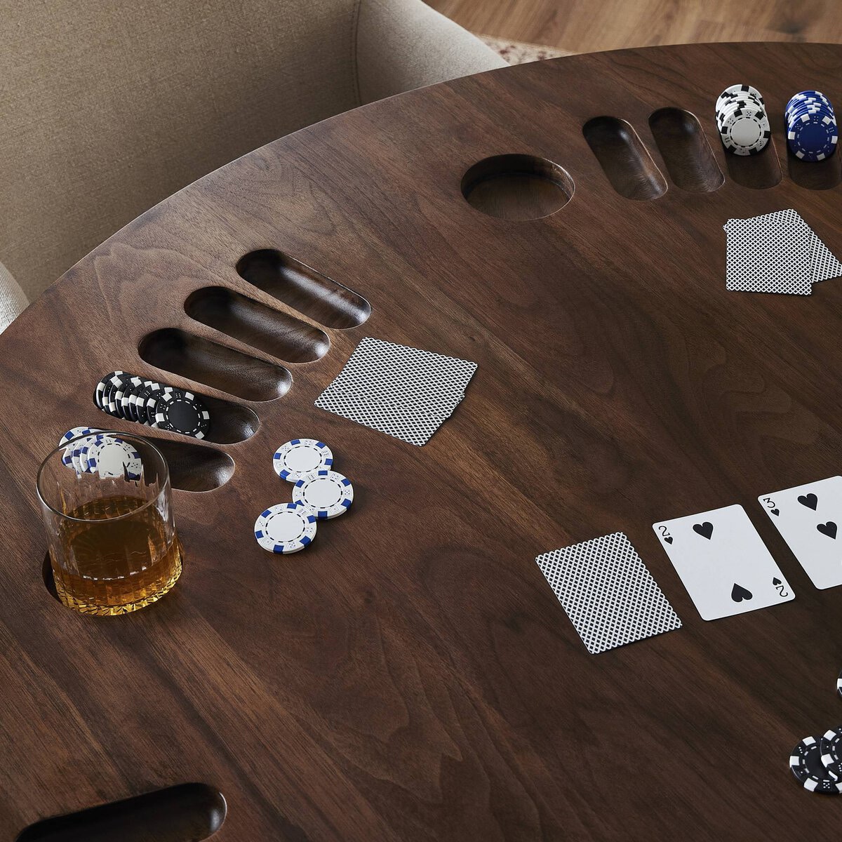 MAYFIELD POKER TABLE-DARK WALNUT