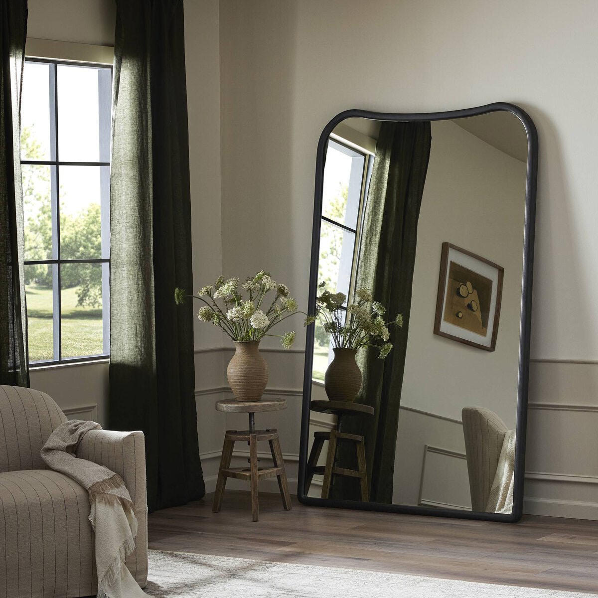 【送料無料】Antique Stand Door Mirror / BR