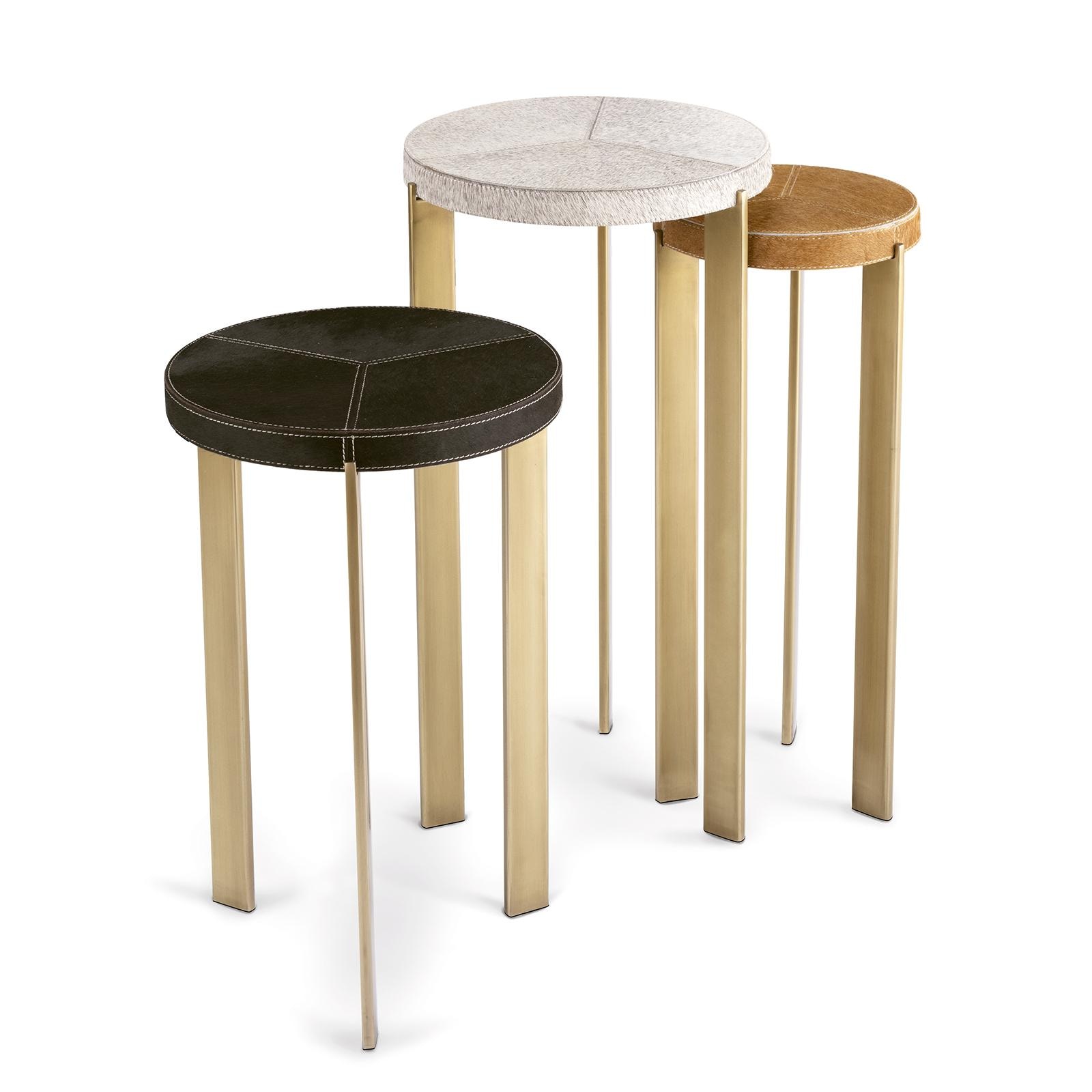  Andres Hair on Hide Mixer Table Set (Brass) 