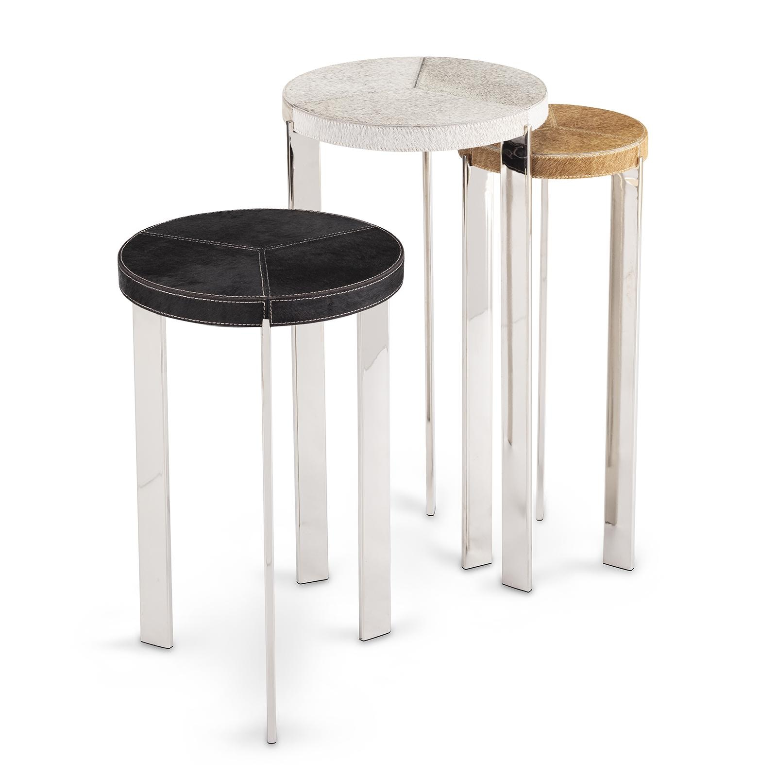  Andres Hair on Hide Mixer Table Set (Polished Nickel) 