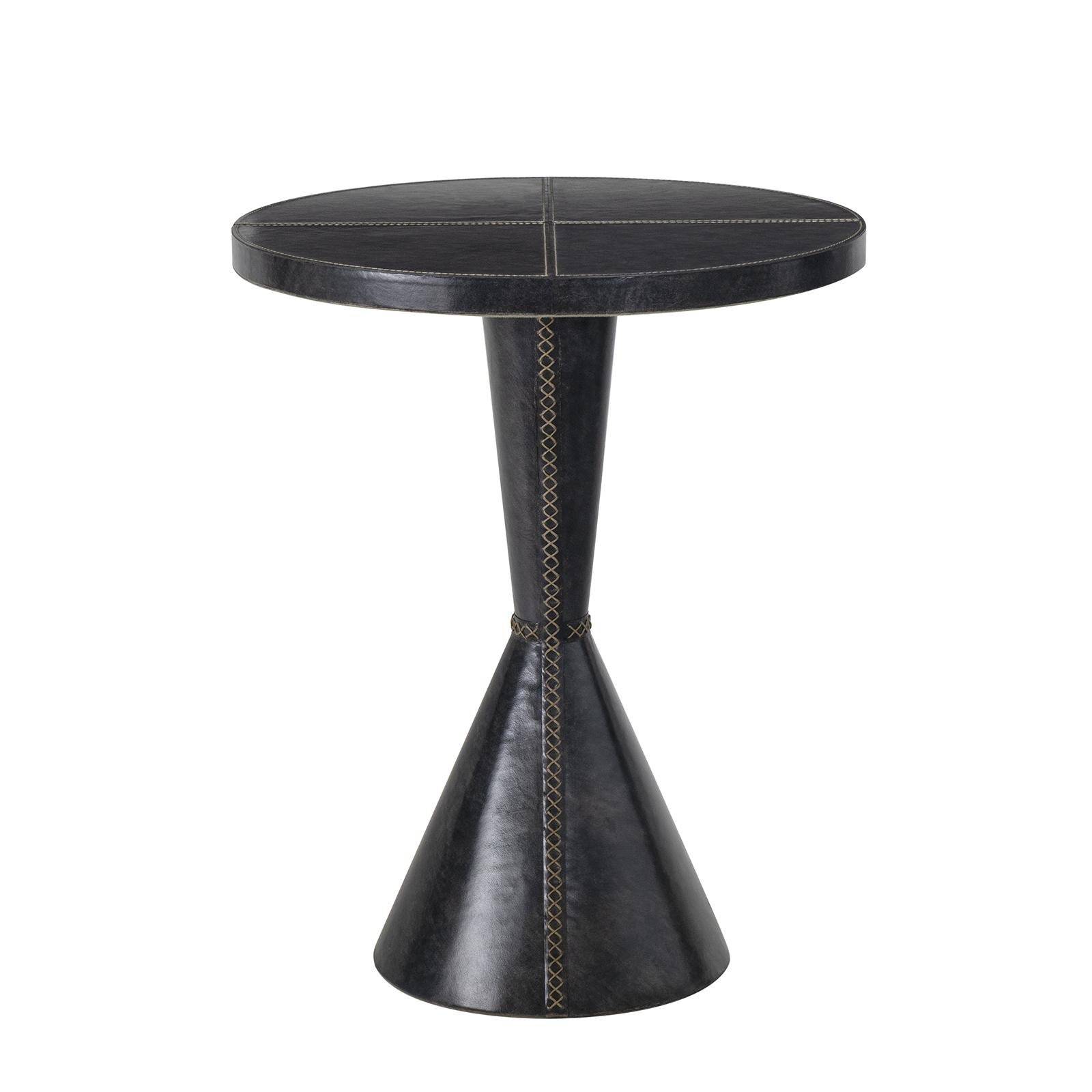  Gabe Leather Accent Table (Black) 