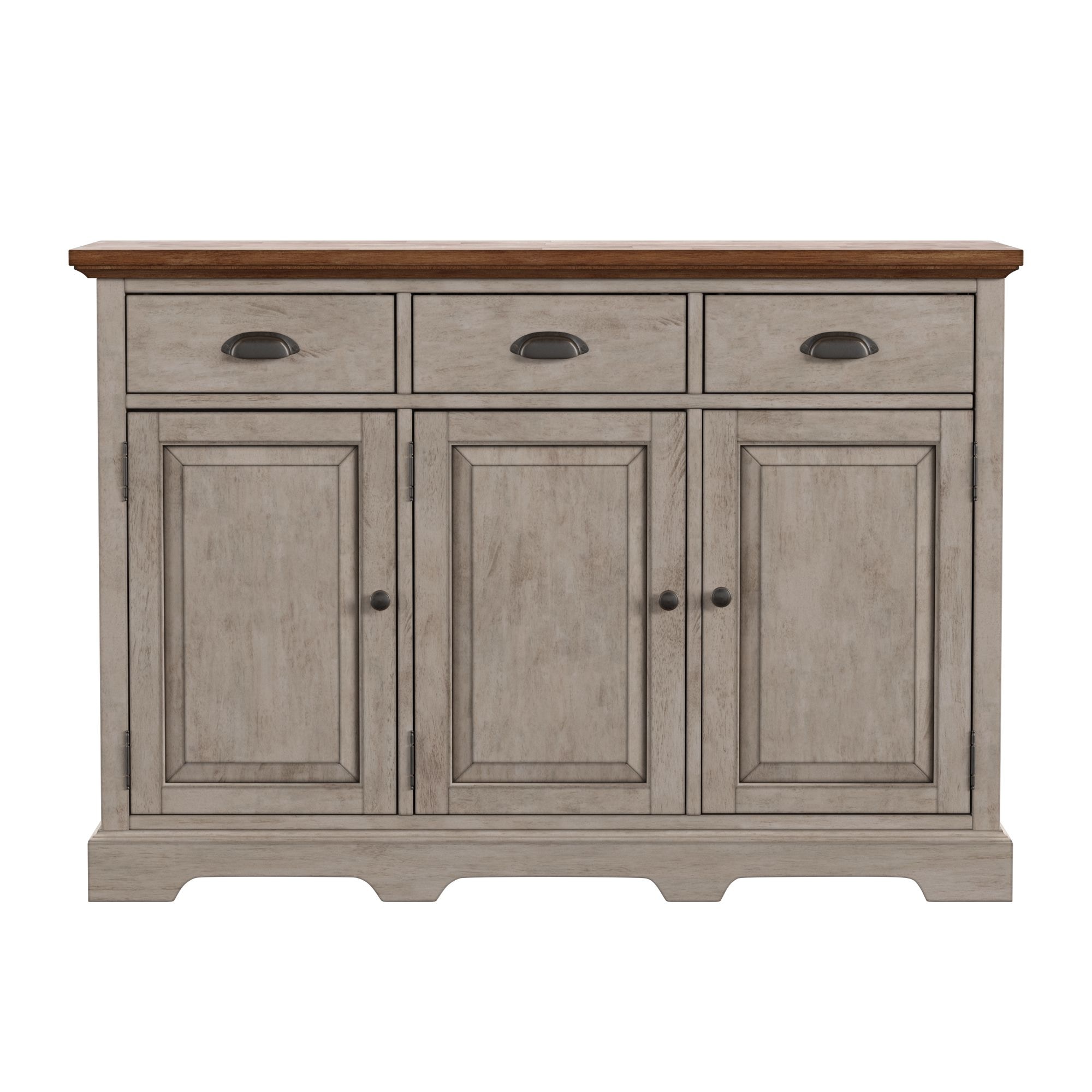 Deaborn Two Tone Server Antique White Oak Finish