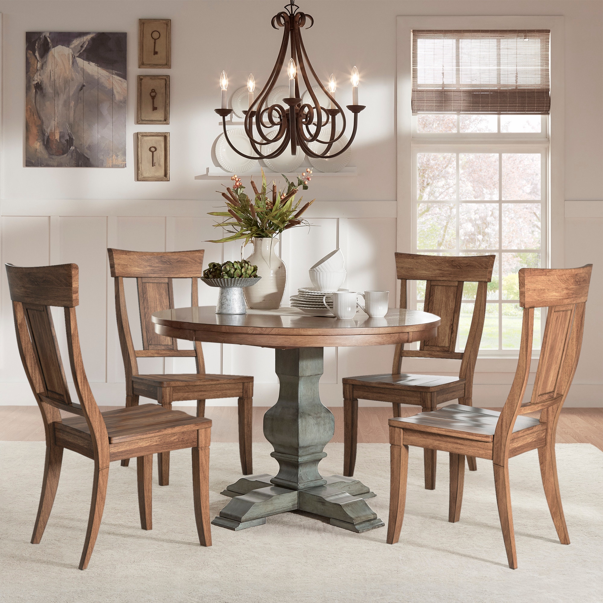 Dearborn 45 Round Dining Table Antique Sage Finish