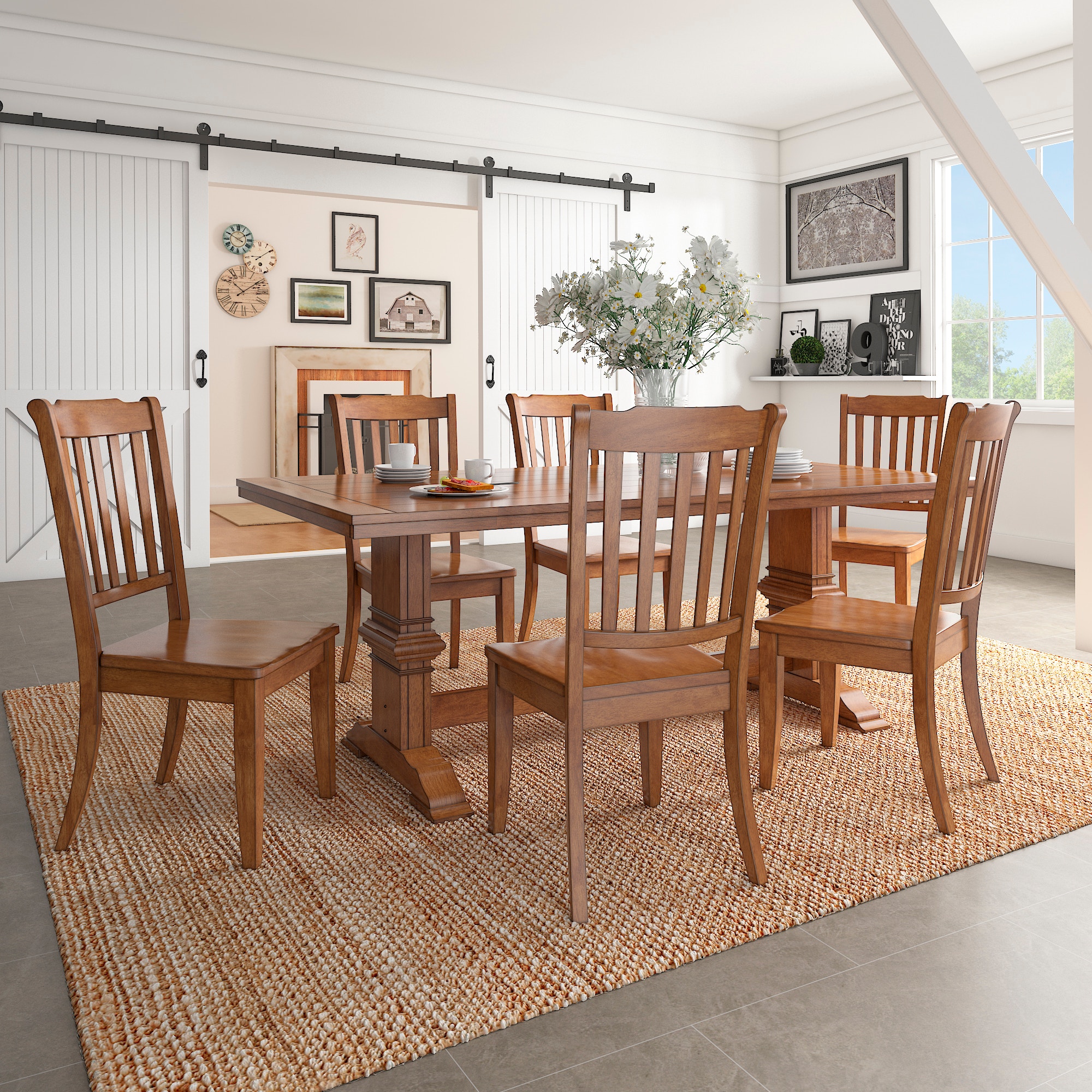 DEARBORN 78 DINING TABLE OAK FINISH