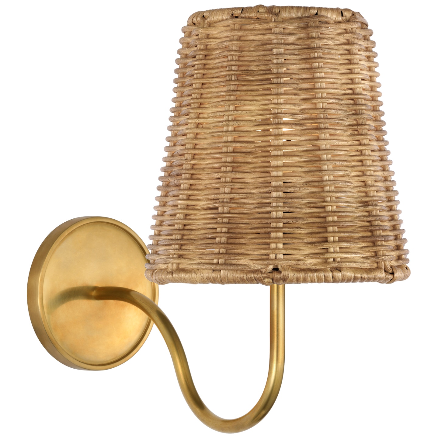  Lyndsie Small Sconce in Hand-Rubbed Antique Brass with Natural Wicker Shade 