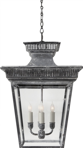  Elsinore Hanging Lantern in Weathered Zinc 
