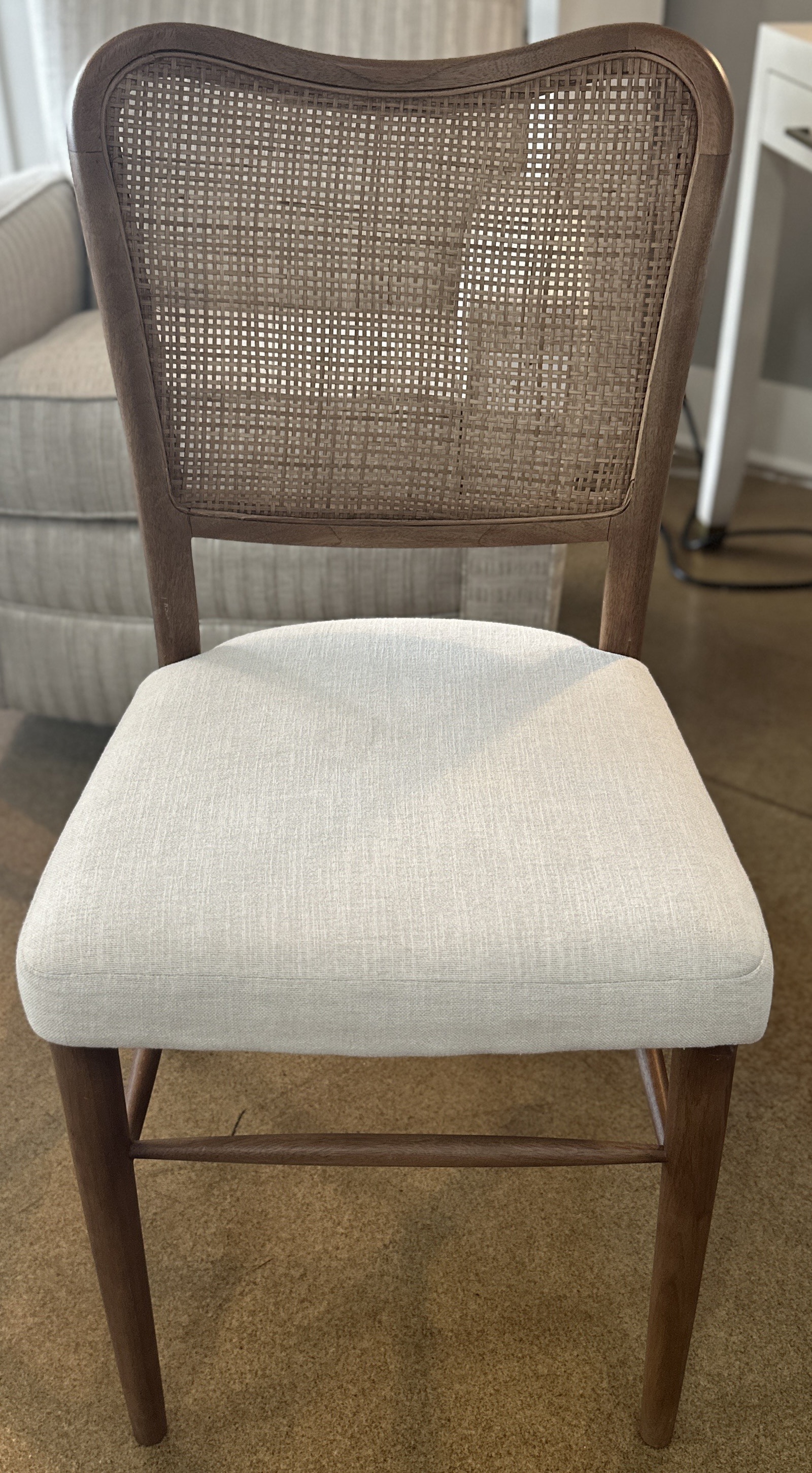 Upholstered cane dining chair online