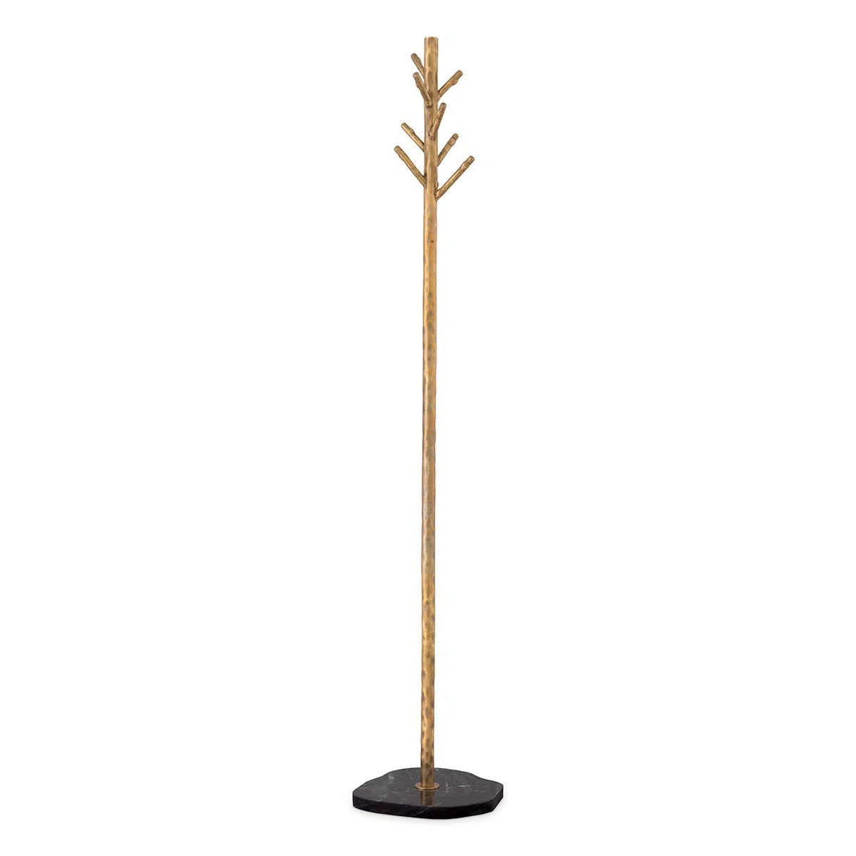  Coatrack Stern vintage brass finish black marble base 