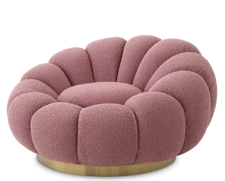  Mello Swivel Chair in Bouclé rose 