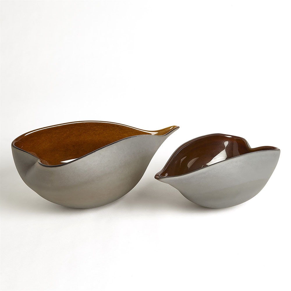  Frosted Grey Bowl w/Amber Casing 