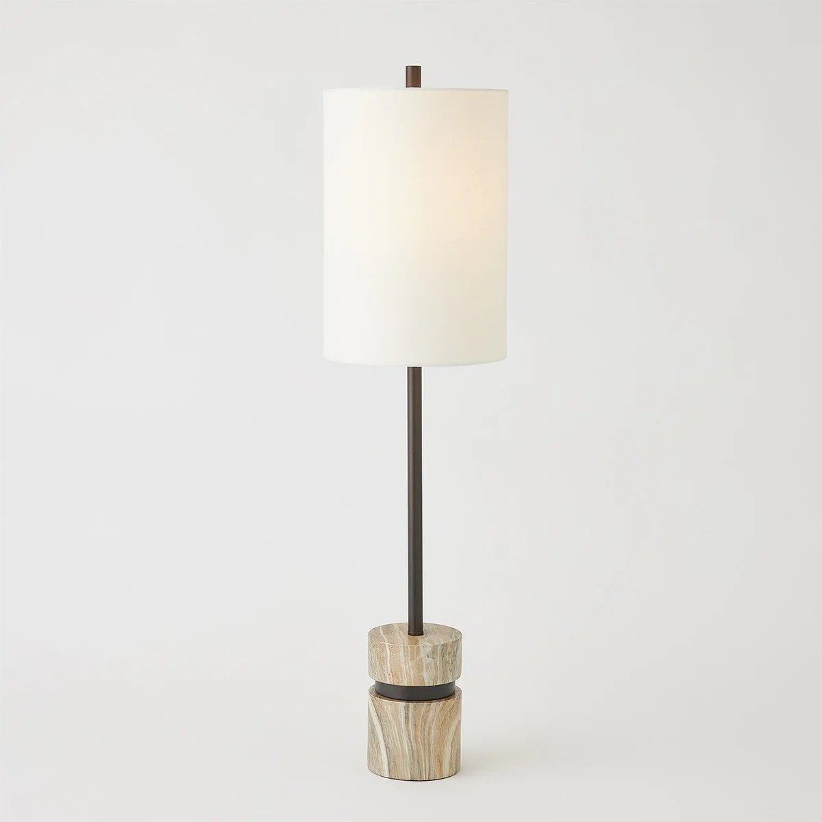  Faux Travertine Buffet Lamp-Bronze 
