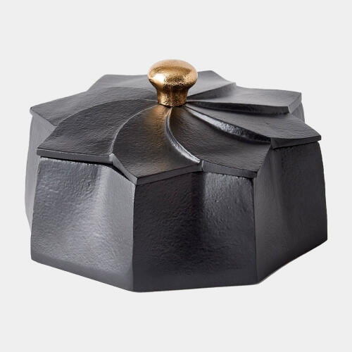  Flower Box Black with Gold Knob Large 