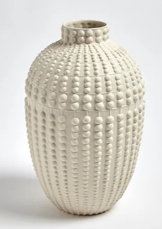  Nail Head Vase-Rustic White-Sm 