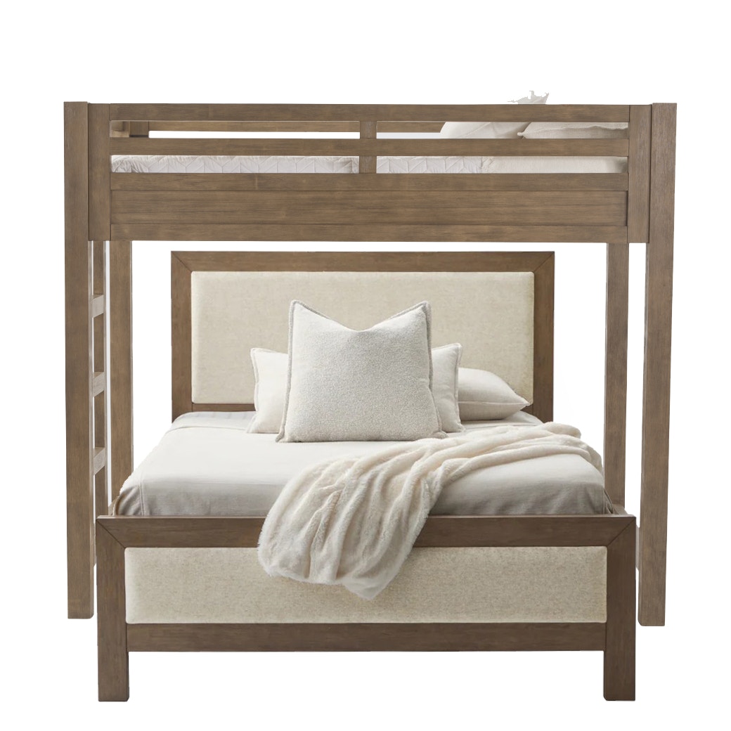  Hamilton XL Twin Canopy with Queen Upholstered Platform Bed in Vintage Smoke 