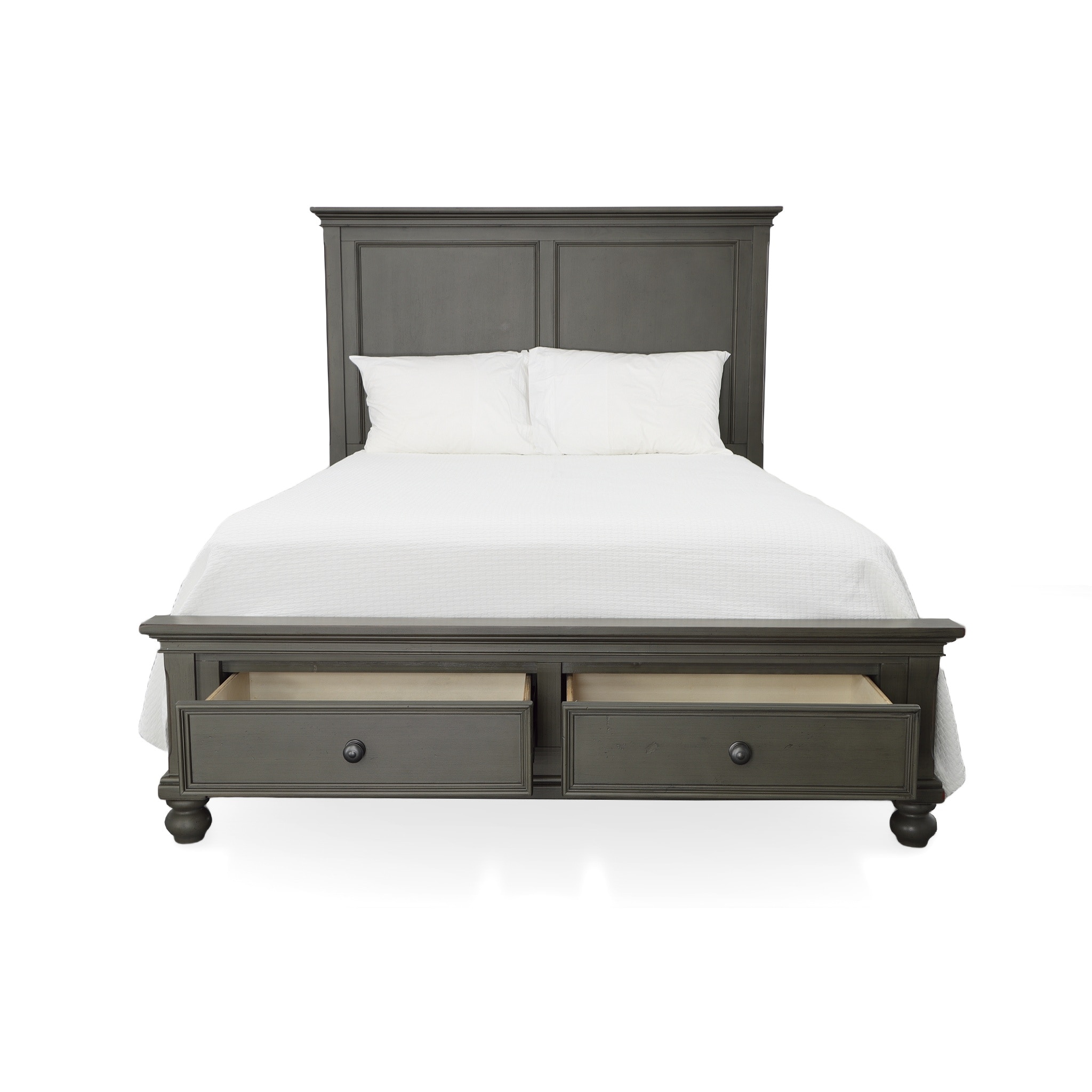 Barnes Row Queen Panel Storage Bed Peppercorn Finish