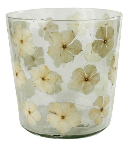  Enameled Flower Hurricane- Medium 