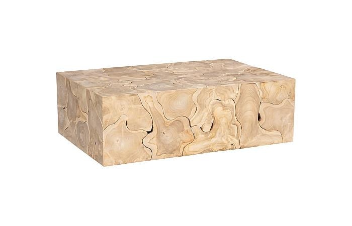  Teak Slice Coffee Table, Rectangle, Bleached 