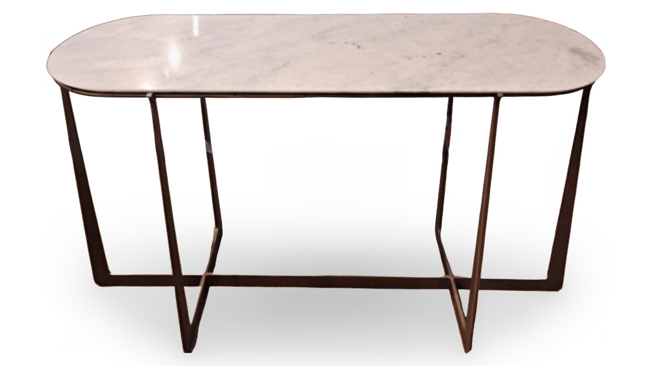  IRON CONSOLE TABLE WITH MARBLE TOP 