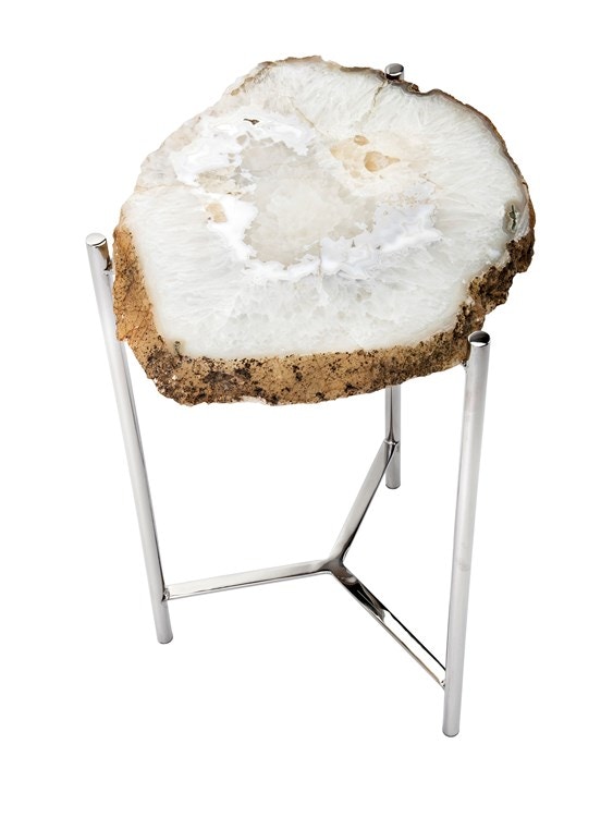 Agate End Table with a Steel Base
