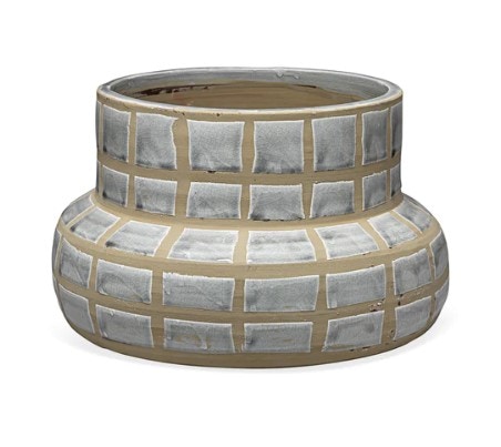  Grid Ceramic Vase in Grey 