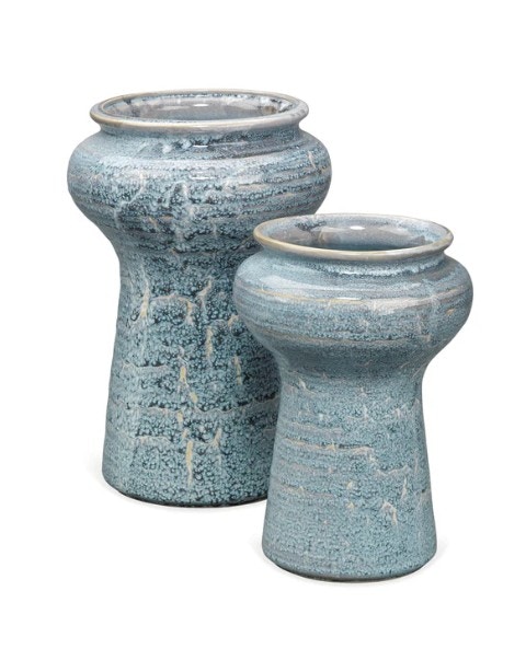  Snorkel Vases in Blue Reactive Glaze (Set of 2) 