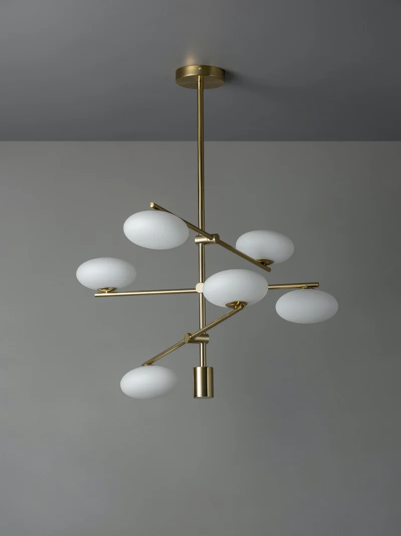  Imperial 6 light brass and opal pendant 