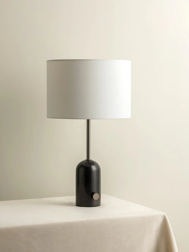  Penn - Black marble and graphite silver table lamp 