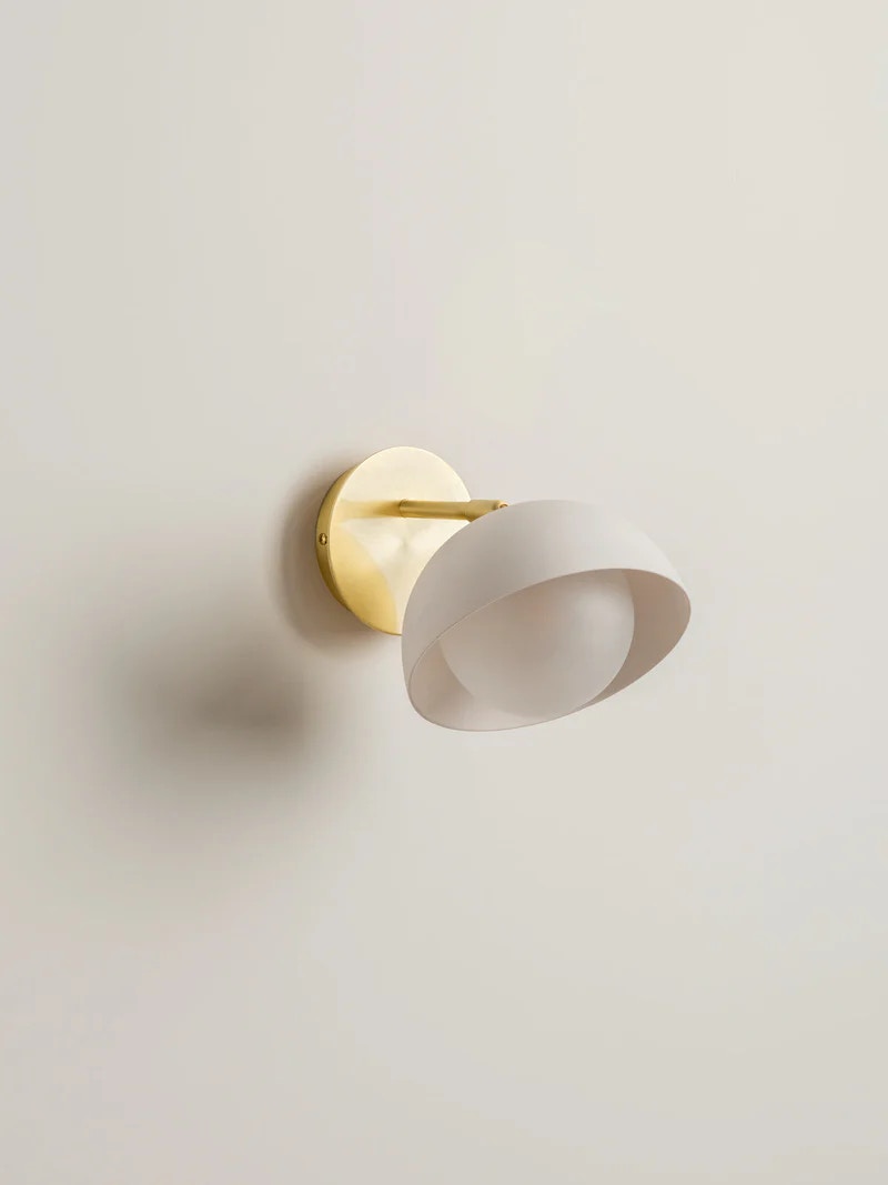  Porsa - 1 light brushed brass and warm white porcelain wall light 