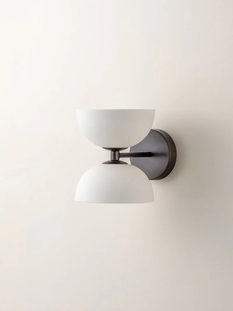  Ruzo - 2 light bronze and porcelain wall light 