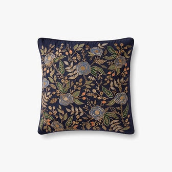  Embroided Pillow In Navy/Multi Colored 