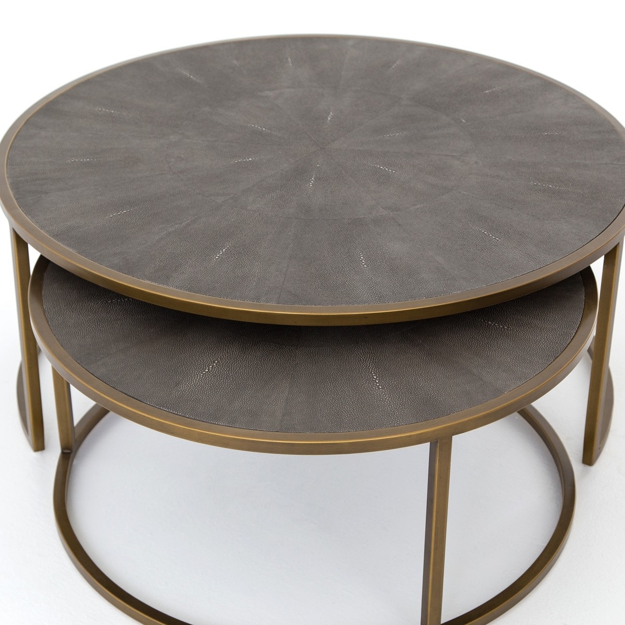 shagreen nesting coffee table brass