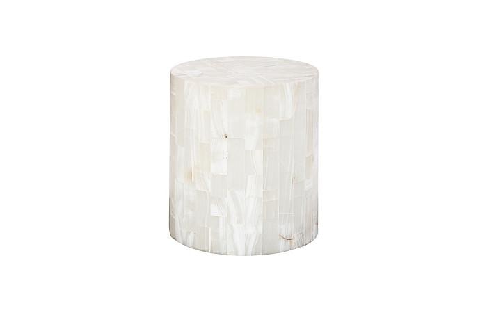  Onyx Round Side Table, White 