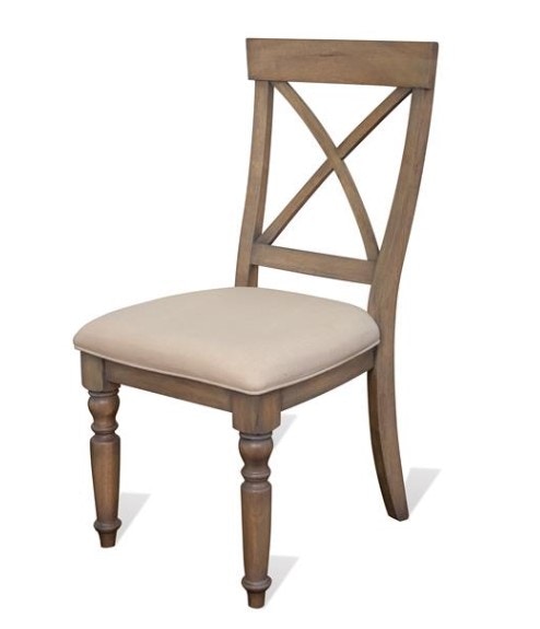 Upholstered cross store back side chair