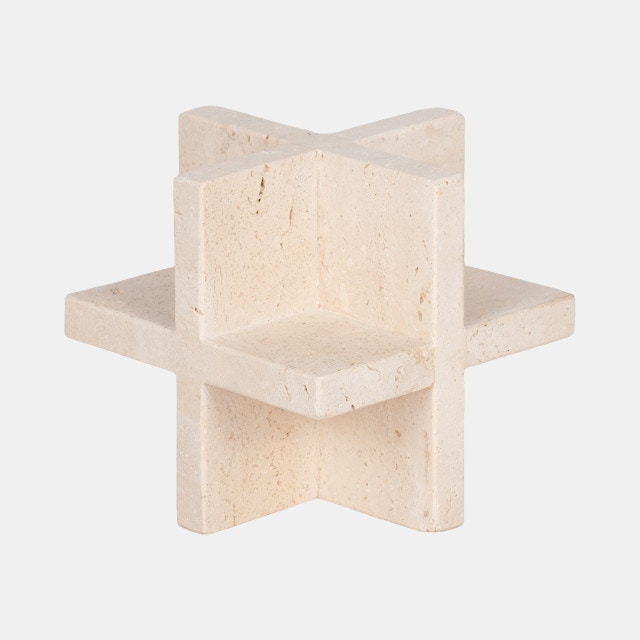  5 Travertine Geo Object, Tan 