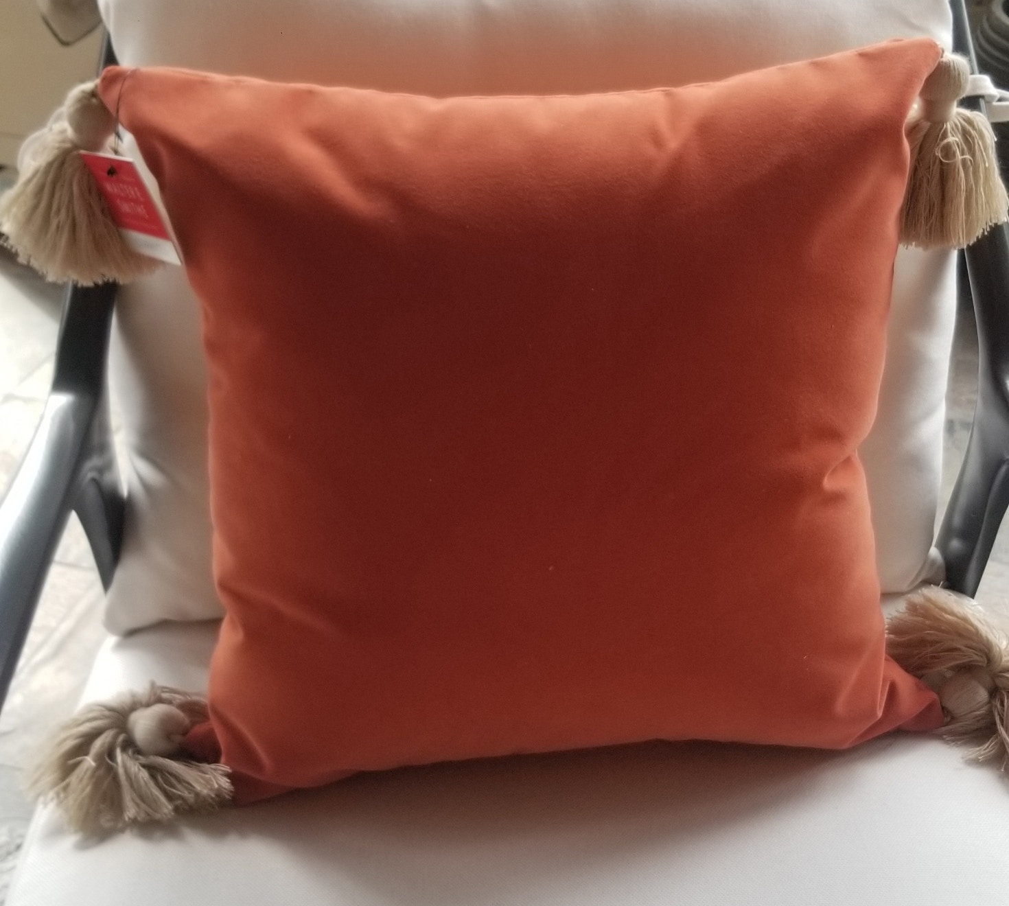  Terracotta Velvet Almond Tassel 20x20 