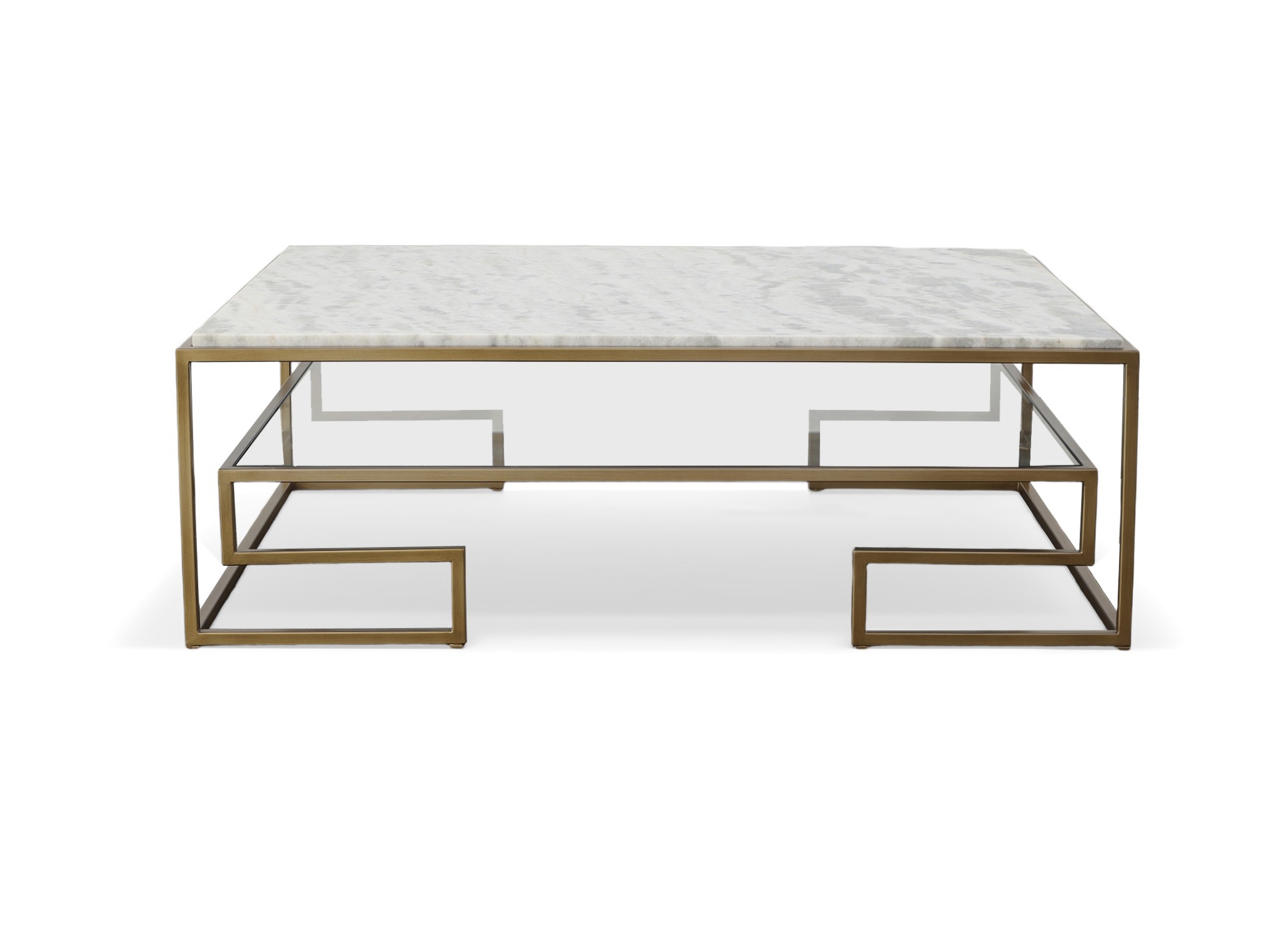 Perimeter Marble And Metal Cocktail Table